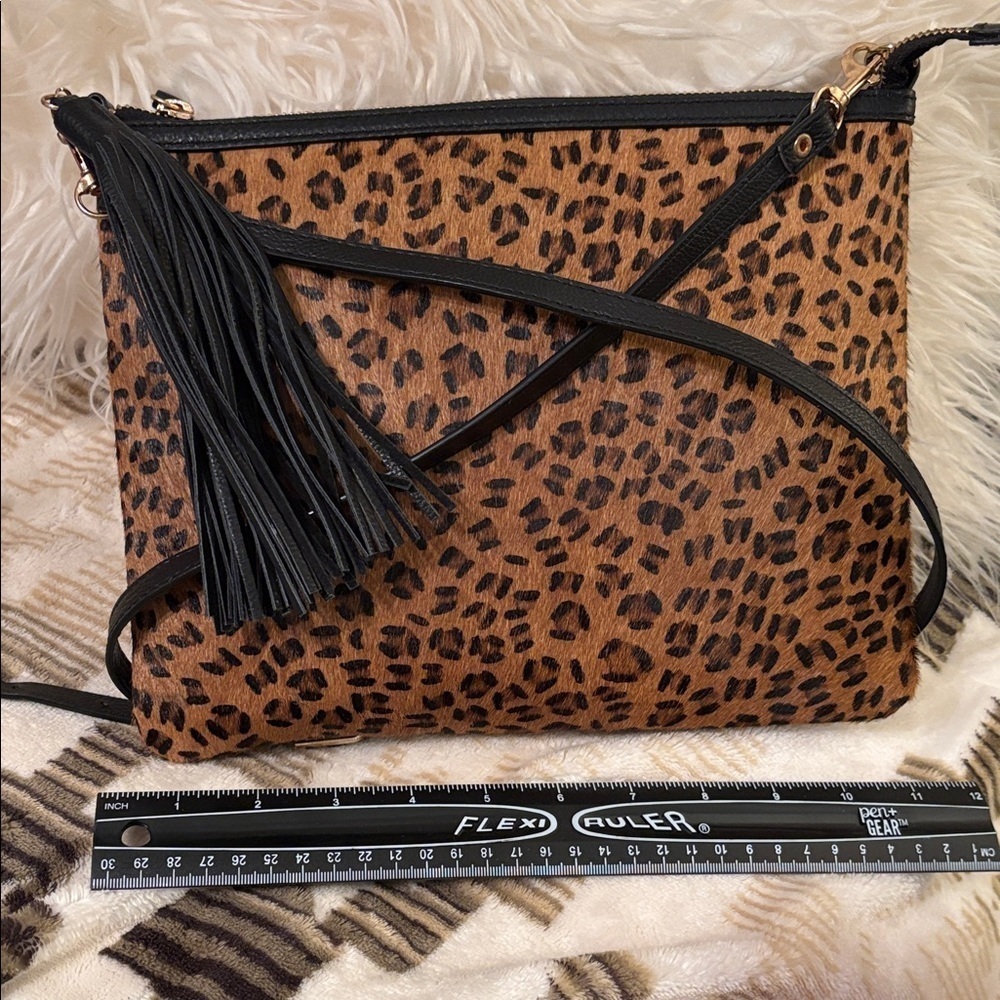 Chico's Animal Print Crossbody Bag with Black Tassel - Picture 3 of 10